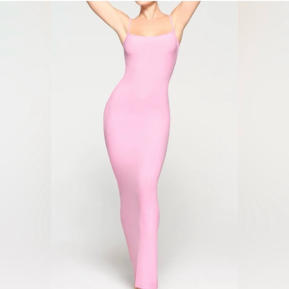 Skims X-large bubblegum pink slip dress maxi NWT